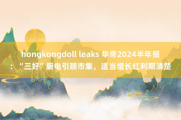 hongkongdoll leaks 华帝2024半年报：“三好”厨电引颈市集，适当增长红利期清楚