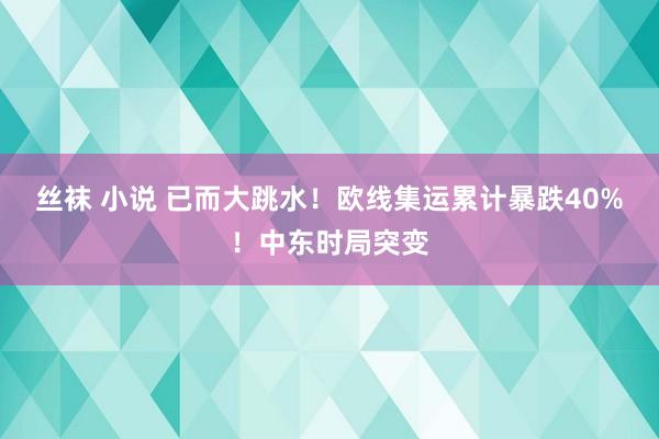 丝袜 小说 已而大跳水！欧线集运累计暴跌40%！中东时局突变